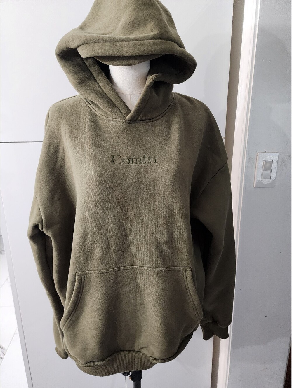 Comfrt Olive Green Hoodie Sweatshirt Size Large